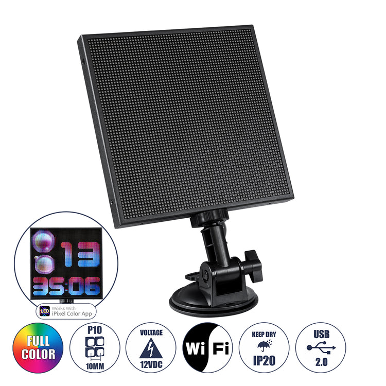 GloboStar® 81502 LED Scrolling Display 64x64 Pixel - Κυλιόμενη Ψηφιακή Πινακίδα / Επιγραφή Μονής Όψης P10 LED SMD DC 5V USB - Λειτουργία μέσω Wi-Fi με Εφαρμογή APP - IP20 - Μ17.5 x Π4 x Υ30.5cm - Πολύχρωμο RGBW - 1 Χρόνο Εγγύηση